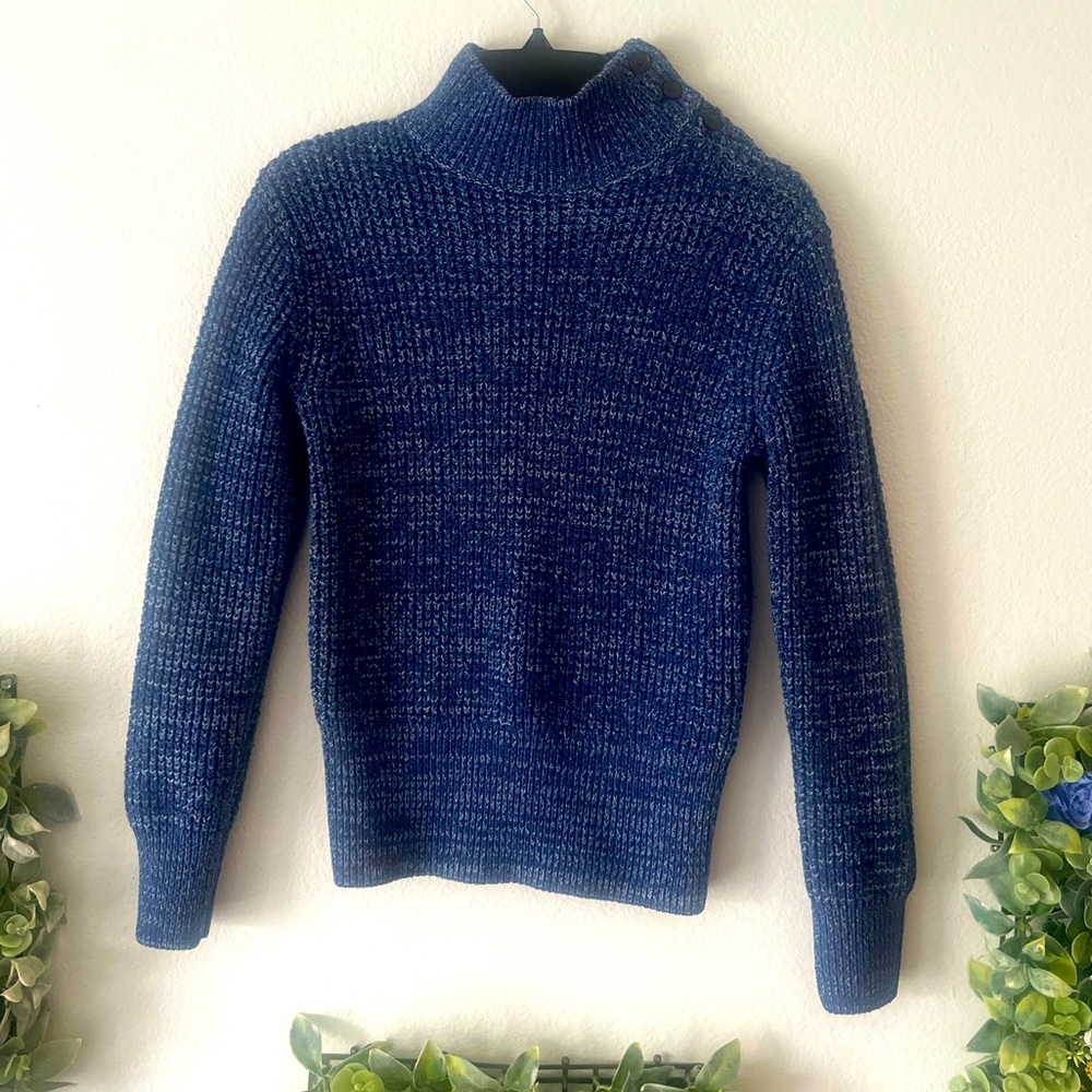 Gap Navy Blue Button Neck Cowl Knit Sweater size M